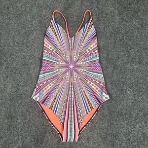 Multi Color Geometric Stripe Xhiliration Womens Juniors Medium Swim Bathing Suit